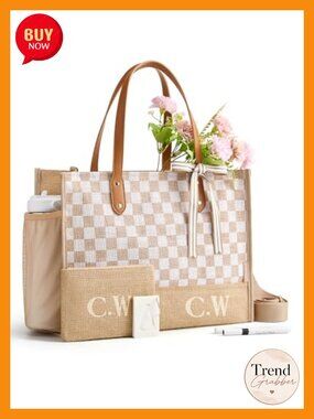 DIY Personalized Jute Tote Bag with Stencils and Markers